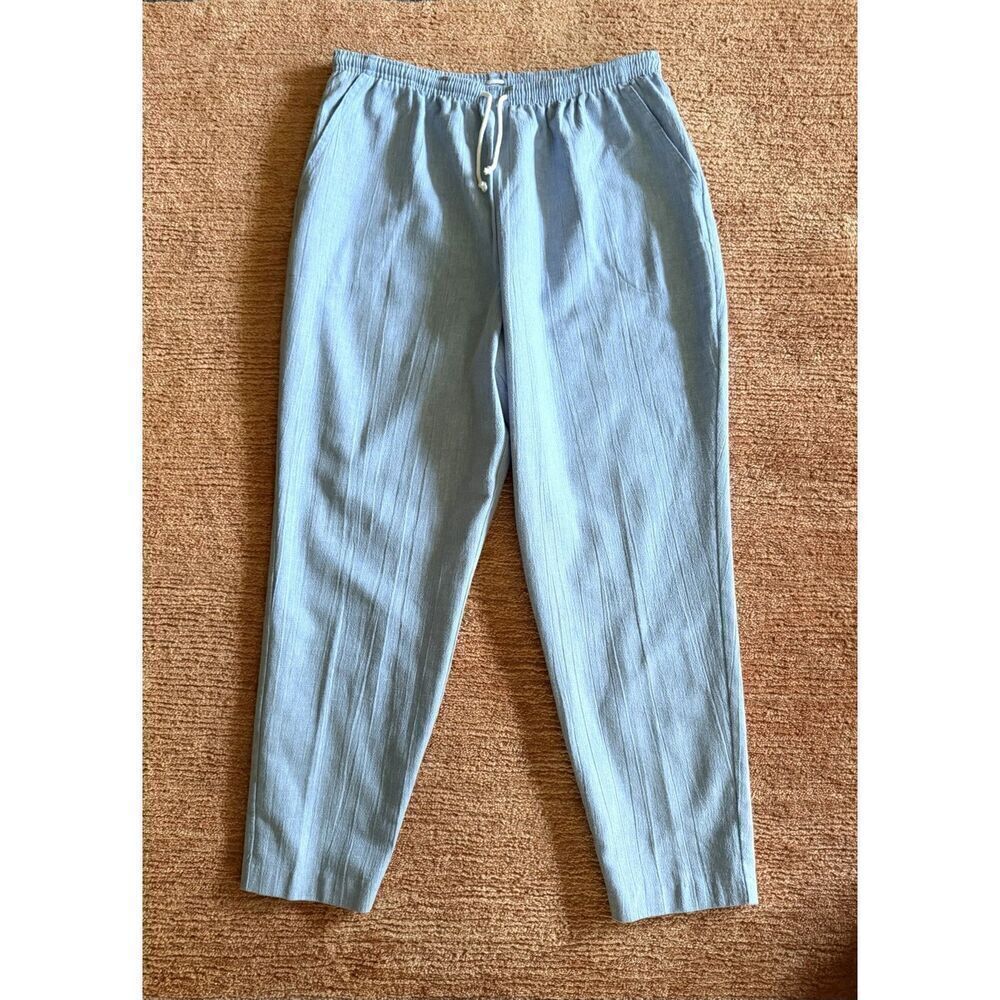 Blair chambray pull on pants light blue drawstring elastic waist pockets 16PT
